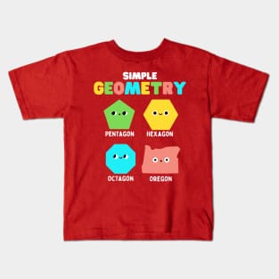 Simple Geometry Math Cute Faces Funny Shapes Oregon Kids T-Shirt